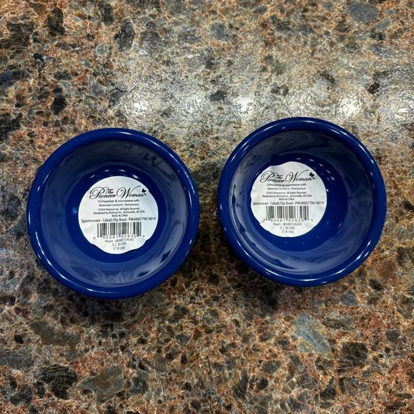 New The Pioneer Woman Dipping Bowls Set of 2 Cobalt Splatterware Dip Bowl 3.1" - Picture 2 of 5